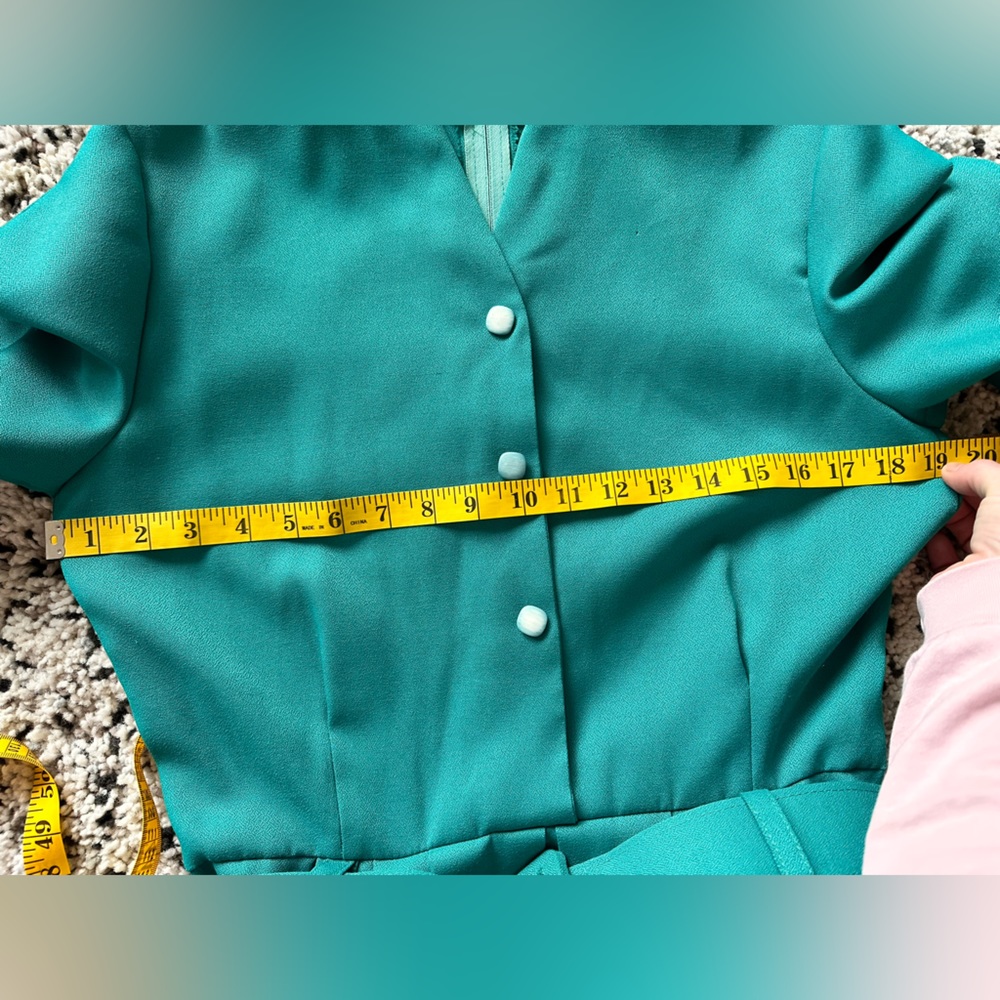 Vintage Teal Belted Midi Dress - Picture 8 of 12